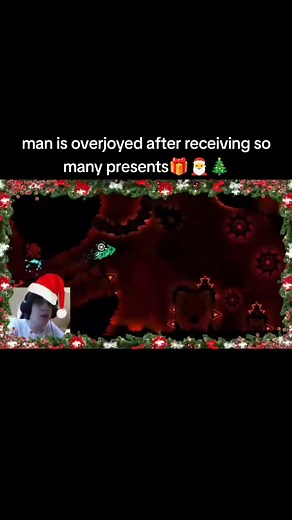 Man Overjoyed with Christmas Presents in Geometry Dash
