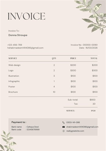 Rose Gold Invoice Template, Editable Business Form (digital Download) - Etsy