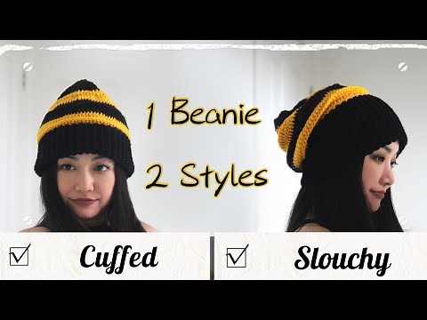 Crochet Slouchy Beanie Hat Tutorial | Cuffed Beanie