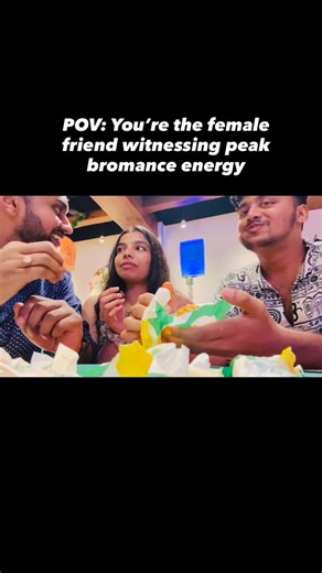 TheALChymy on Instagram: "POV: You’re the female friend witnessing peak bromance energy🥲 . . [ bromance, brotherhood, broski, bro, bestfriend, third wheeling, clowning female friend, trolling, humour, memes, jokes, funny , comedy, bangalore, Bengaluru, relatable, cringe] . . #fyp #viralreels #explore #explorepage✨ #relatable #funny #bangalorevibes #foryou #bromance #memes"