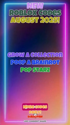 New Roblox codes for Grow a Collection, Poop a Brainrot, and Pop Starz (August 2025)
