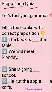Preposition Quiz | English Grammar Test | Practice Your English