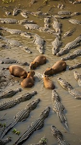 How Capybara living with crocodile #wildlife #animals #wildanimals #documentary | Chhoy KimHouy