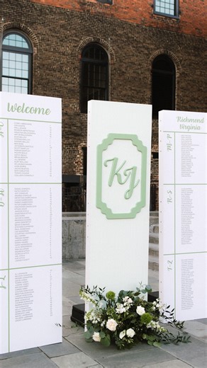 When we’re asked to design a seating chart, we want it to do more than just tell guests where to sit... we want it to be a statement piece too. ⁠ ⁠ This one we created with @robertsandco had a subtle stripe background, a green monogram, and a chic layout for guest names- all organized alphabetically of course (because nobody wants to search forever). ⁠ ⁠ It was beautiful, functional, and tailored perfectly to the design of the day. Exactly the kind of piece we love bringing to life.⁠ ⁠ Florals: 