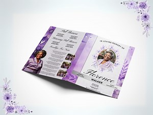 Purple Obituary Program Template , Purple Funeral Program , Editable Purple Obituary Template for Celebration of Life , Printable Funeral - Etsy