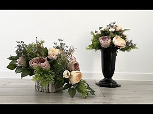 Pomysł na stroik nagrobny ze sztucznych kwiatów. DEKORACJA Z PIWONIAMI