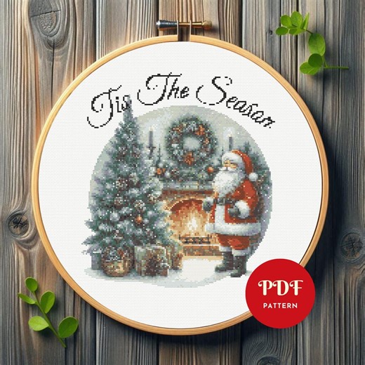 Santa Claus Cross Stitch Pattern, Christmas Embroidery Design, Holiday Needlepoint Chart, Easy Cross Stitch PDF Pattern,instant Download,diy - Etsy