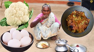 Tribal Famous Cauliflower Egg Recipe _ Cooking and Eating BY Tribal Grandma _ Rural Village Style | Village Foods