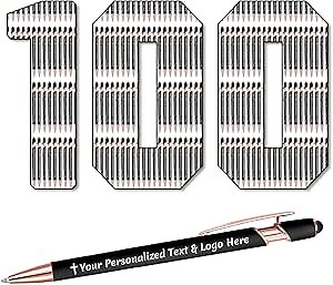 STREADVE 100 Personalized Custom Pens Engraved Writing Pen with Name Logo, Customized Promotional Items Stylus Pen Gifts for Men Women Realtor Nurse Wedding Business, Black