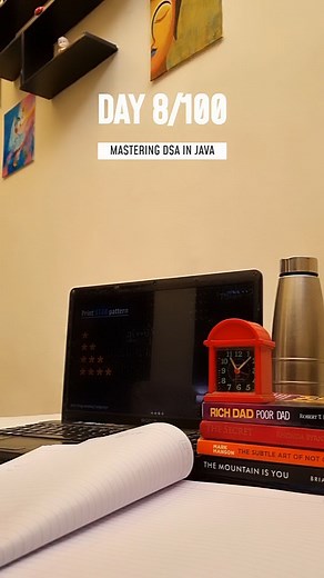 Dhruvi khandelwal on Instagram: "Day 8/100📚 Learning Data Structures and Algorithms (DSA) in Java involves several steps: ✅Master Java Basics: Ensure you have a solid understanding of Java fundamentals—syntax, data types, control structures, and object-oriented programming (OOP) concepts. ✅Understand DSA Concepts: Start with understanding fundamental DSA concepts like arrays, linked lists, stacks, queues, trees, graphs, sorting algorithms, searching algorithms, etc. Online platforms like Geeksf