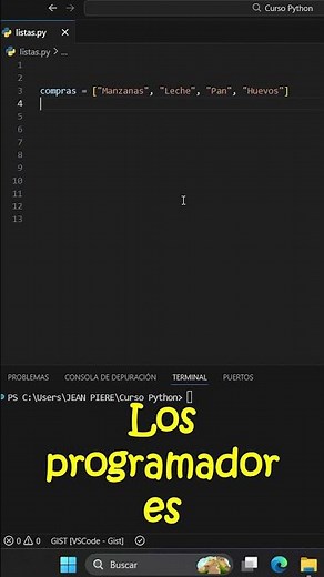 Deja de crear 100 Variables ❌ Usa una LISTA en Python 📋 #shorts