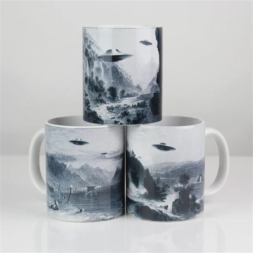 UFO Art Mug Set — 3 Designs | Alien & UFO Artwork Collectible Mugs | Gift for UFO Enthusiasts - Etsy