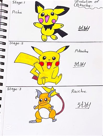 My pikachu evolution drawing from Pokémon:) pls sub