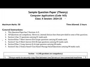 CBSE Computer Application code 165 Sample Paper class 10 2024 -25
