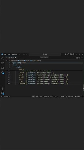 CSS Animated Cube in 20 sec 🔥