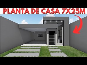 PLANTA DE CASA 7x25 METROS COM 03 QUARTOS!