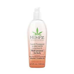 Hempz Sweet Pineapple & Honey Melon Herbal Hydrating Multi-Purpose Body Oil for Body - Moisturizing Bath, Shower, or Shaving Oil for Dry or Sensitive Skin for Women & Men, 6.76 Oz