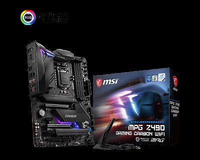 MSI MPG Z490 GAMING CARBON WIFI  ATX Gaming Motherboard - 10th Gen Intel Core, LGA 1200 Socket, DDR4, SLI/CF, Dual M.2 Slots, USB 3.2 Gen 2, Wi-Fi 6, DP/HDMI, Mystic Light