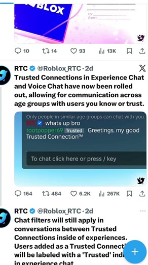 Trusted connections are in Roblox right now