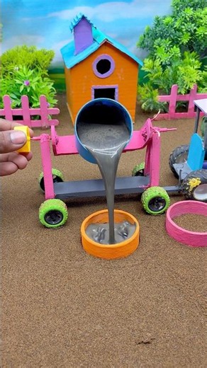 😱 Real Working Mini Tractor Making Cement Pillar | Amazing DIY Construction Machine 🚜 #shorts