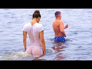 Bathing in ice water, beautiful women taking a cold bath.