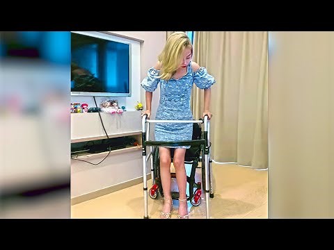 Lovely Paraplegic Wheelchair Girl Trying to Stand Up #3