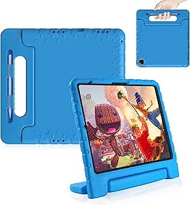 for iPad Pro 13 inch Case 2024 with Pencil Holder and Anti-Slip Hand Stand, Super Protection Rugged EVA Shockproof Kids Cover Compatible with iPad Pro 13-inch (M4)-Blue