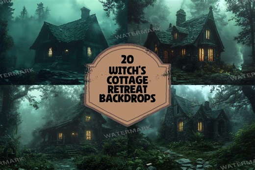 20 Witch Cottage Retreat Backdrops, Spooky Forest Digital Background, Gothic Cabin, Haunted Wood, Scary Scenes, Halloween Backgrounds - Etsy
