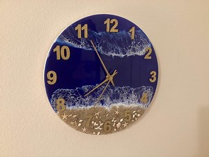 Resin Beach Clock: Dark Blue Ocean Waves, Real Sand & Shells (12 Inch) - Etsy