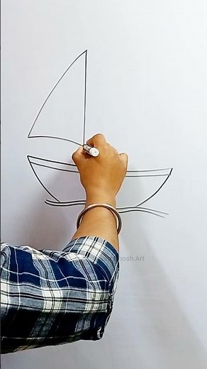 Boat Drawing 🚤 | Easy Step by Step Boat Sketch for Beginners | Simple drawing #shorts #art