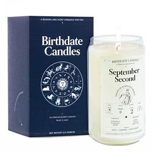 The Original Birthdate Candles, September 2 - Virgo Zodiac Scented Candles Birthday Gift - Sage, Jasmine & Palo Santo Scent - All-Natural Soy & Coconut Wax, 60-80 Hour Burn Time - Made in USA