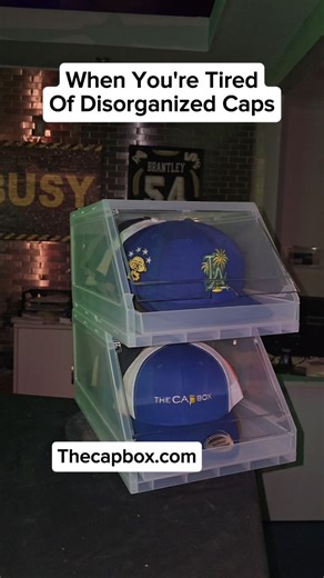 Looking for the best cap organizer? Then you found it. Each Capbox can store and organize up to 17 caps. Keeps them dust free and protected $39.99 For two Capboxes. Clear, blue, red, black, all available, and ready to declutter your closet The CapBox Available in the U.S. $39.99 Free 3-Day Shipping USA Back in stock! Kid Like Clutter & Dusty 🫏 A** Caps No More! Fits 17 Caps per Box The Only Cap Storage Your Caps Deserve Usually Ships in 48hrs In Stock Shipping Now! Fits 12-15 Caps per Box www.g