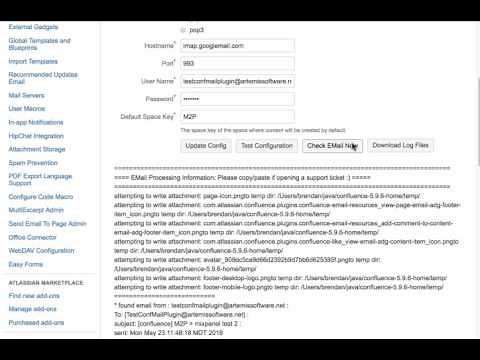 Confluence Send EMail To Page add-on config
