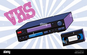 Old retro wines antique analog hipster video recorder with magnetic video tape for watching movies and the inscription VHS on the background of abstra Stock Vector Image & Art - Alamy