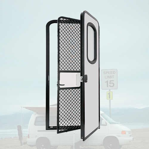 Customizable RV Entry Door with Blind, Various Sizes, Easy Installation for Travel Trailers