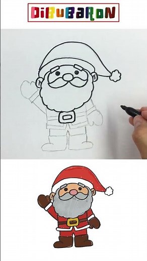 Dibujando y Coloreando un dibujo facil de santa claus | Dibujos faciles