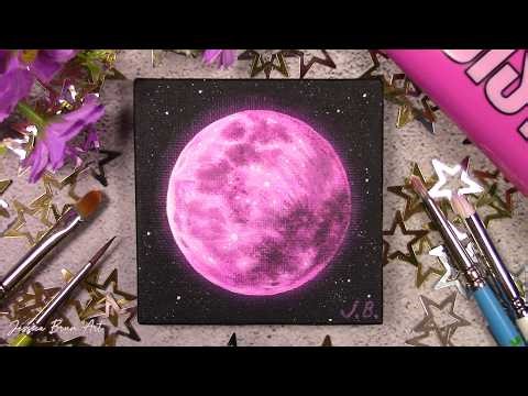 Pink Moon Acrylic Painting / Mini Time-Lapse Painting 🌙✨️