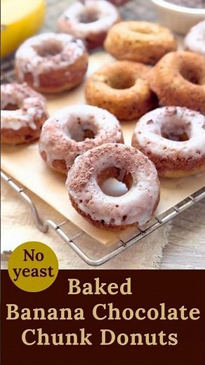 Baked Banana Chocolate Chunk Donuts (No Yeast)