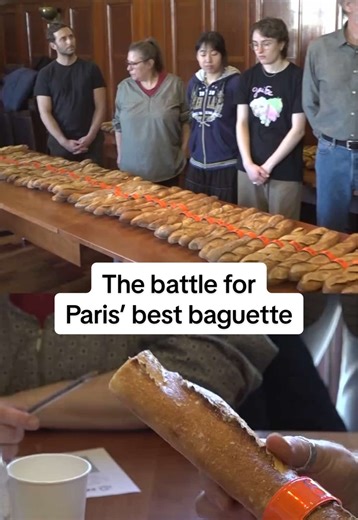 🥖 A panel of judges sat down in Paris to taste more than a hundred baguettes submitted by bakers from across the city, hoping to be crowned the best at making the famous bread in the French capital. #paris #food #baguette #bread #france