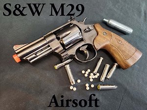 Full Metal S&W M29 3" Snub Nose Airsoft Compact Revolver with Removable Cartridges
