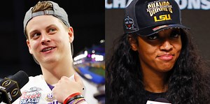 LOOK: Joe Burrow, Angel Reese show off national championship rings at LSU spring game