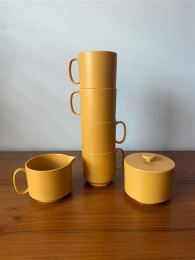 Vintage 1970s Oneida-ware Yellow Melamine Stacking Mugs Sugar Bowl Creamer Set - Etsy Canada