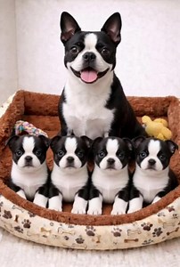 Mom mode: tired, happy, unstoppable 🤍🐶 #bostonterrier | Boston Terrier Family
