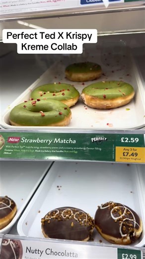 Such a cool collab! #matcha #strawberry #doughnut #newfoodvideo #fyp