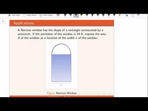 Express the area of the Norman window as a function of the width of the window