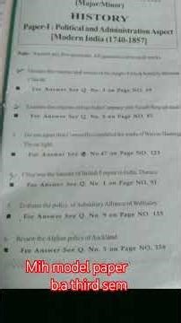 Mih model paper B.A third semester