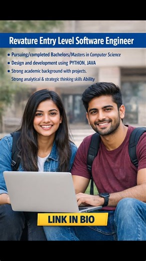 𝐂𝐨𝐦𝐩𝐮𝐭𝐞𝐫 𝐒𝐜𝐢𝐞𝐧𝐜𝐞 𝐄𝐧𝐠𝐢𝐧𝐞𝐞𝐫𝐢𝐧𝐠 on Instagram: "Link in Bio 🚨 Freshers Alert Revature Entry Level Software Engineer #JobSearch #JobVacancy #JobOpportunities #JobOpening #fyp"