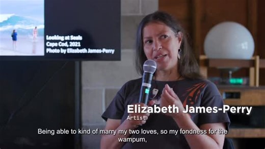 Elizabeth James Perry on Instagram: "Repost @voca_network ・・・ Drawing on her background as a marine scientist and her deep knowledge of Northeastern Native history, Elizabeth James-Perry’s treatment of Quahog shells in her work shows a profound understanding of the material. In her #VoCATalk with curator Tess Lukey, James-Perry discusses her wampum collars and explains how the material is a connection both to the stories of the past and to the rest of Creation, and how she in turn employs the ma