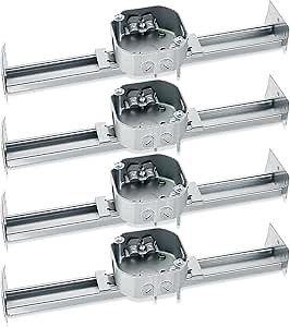 Therwen 4 Pieces Adjustable Fan Electrical Box Brace for Ceiling Fans and Light Fixtures Ceiling Fan Mounting Bracket, 14.2 Inches in Length