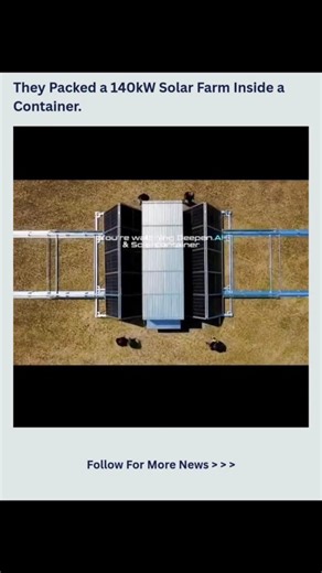 mind.sync | tech | science | explain everything on Instagram: "Solar Container’s foldable photovoltaic system is redefining how solar power is deployed. Designed by Austrian engineers, these panels fold into a standard 20ft shipping container for easy transport. Once deployed, they automatically unfold up to 120 meters and can generate up to 140 kW of clean energy. Perfect for construction sites, EV charging stations, disaster relief, and temporary events — fast, efficient, and mobile renewable 